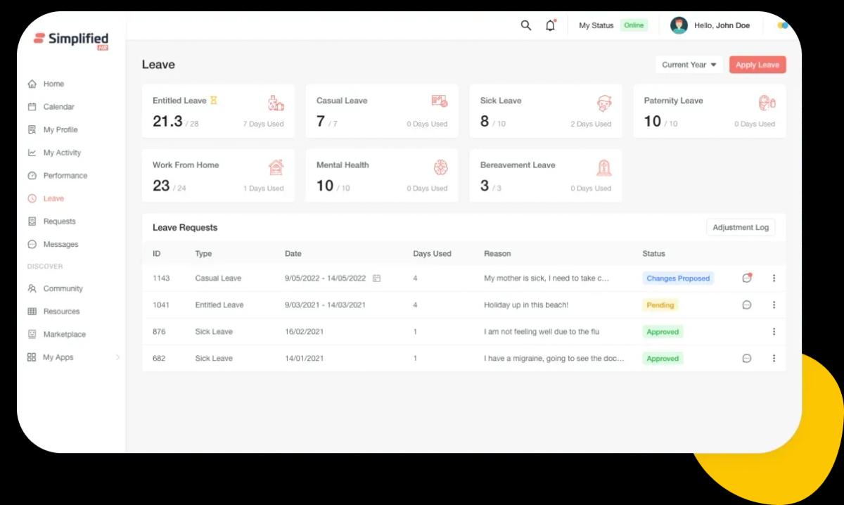 manage employee leaves and policies with Simplified HR
